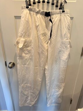 Aviator Scrub Cargo Pants White Medical Uniform Utility Pants Large